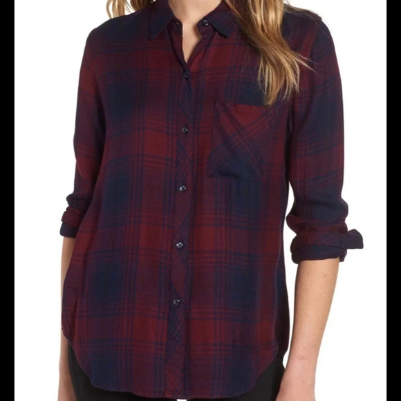 Rails | Hunter Plaid flannel shirt, currant and navy - Picture 5 of 8